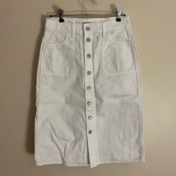 White Knee-Length Jean Skirt - Picture 2 of 6